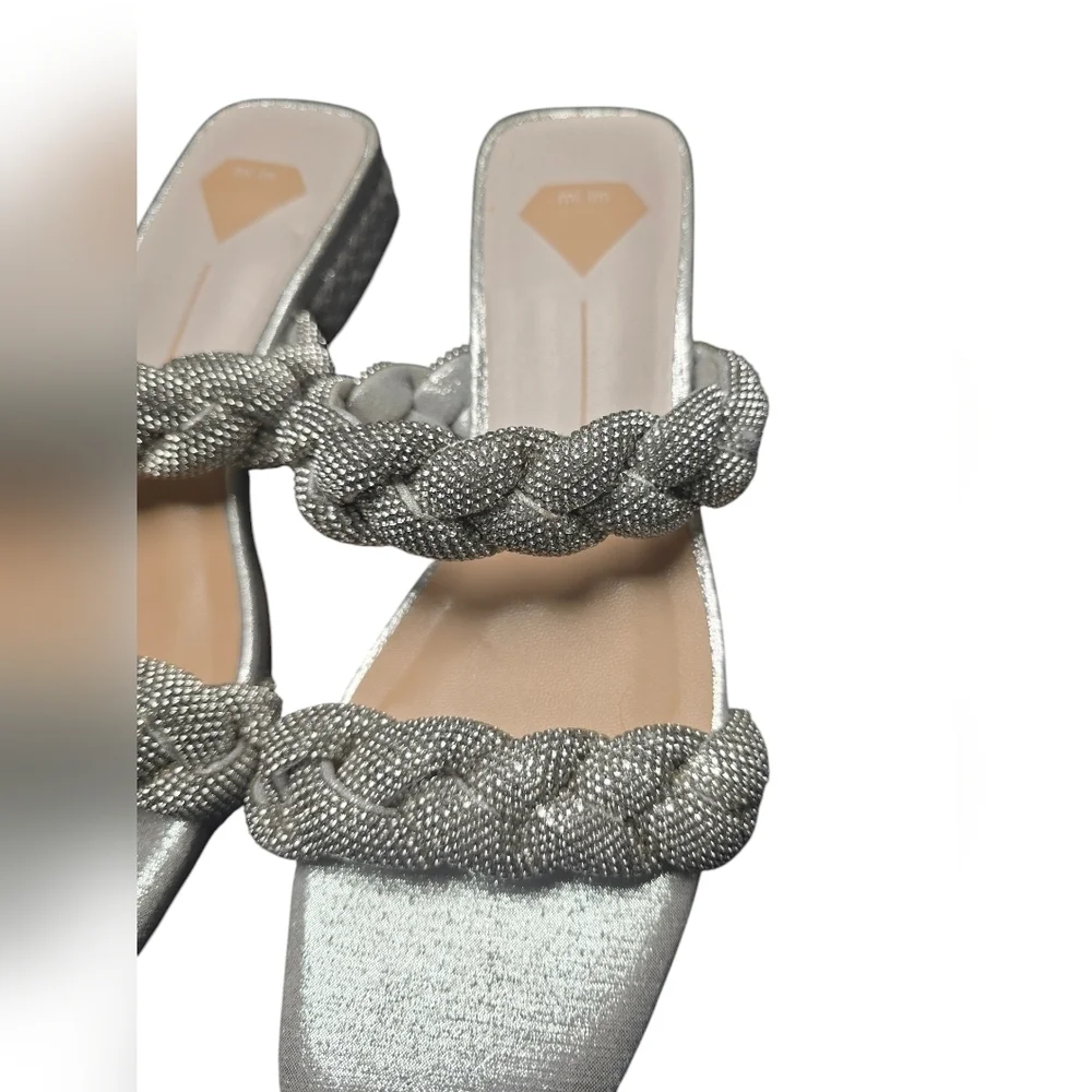 MI.IM Silver Braided Block HeelHeel Sz.6